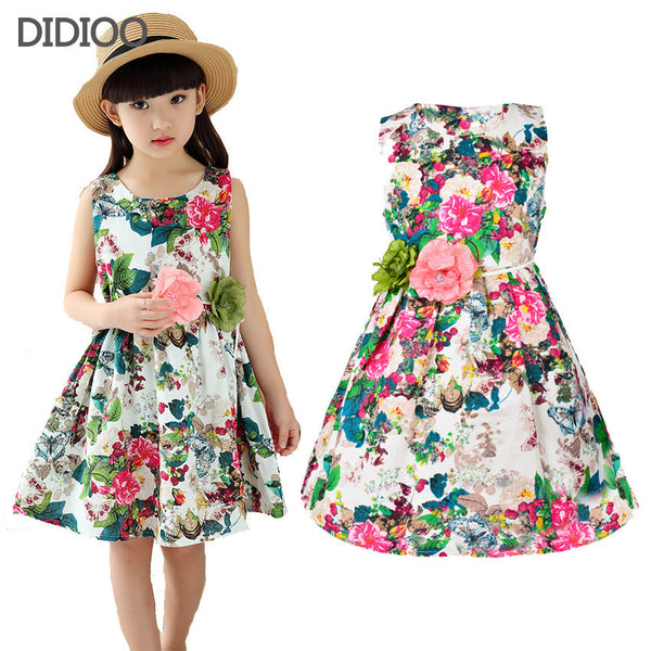 Floral Print Cotton Sundress Kids Clothing