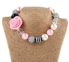 Girls Lovely Pink Flower Necklace and Bracelet