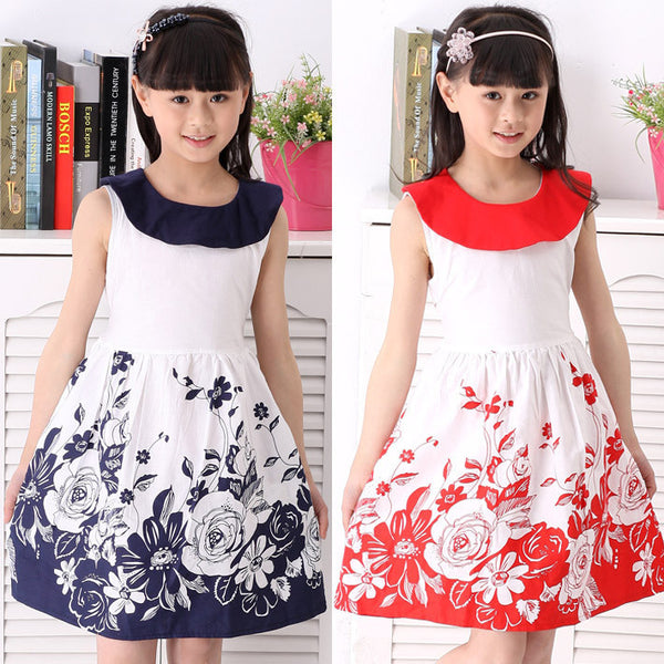 Red Flower Girl Sleeveless Dress